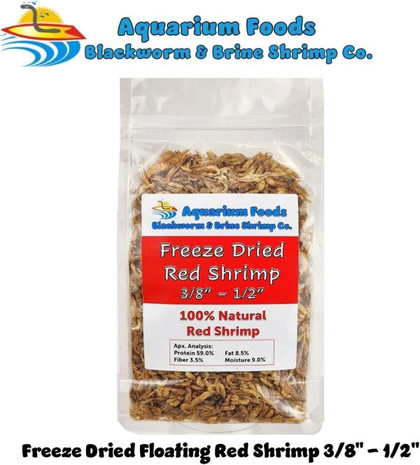 Aquatic Foods Inc. Red Shrimp, 3/8" to 1/2" Floating Freeze Dried Red Shrimp for All Tropical Fish, Cichlids, Catfish, Marines, Pond Fish, Aquatic Turtles, Rodents, Reptiles - 14.4oz Clear Bag - Image 4