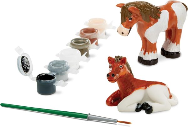 Melissa & Doug Created by Me! Horse Figurines Craft Kit (2 Resin Horses, 6 Paints, Paintbrush) - Image 4