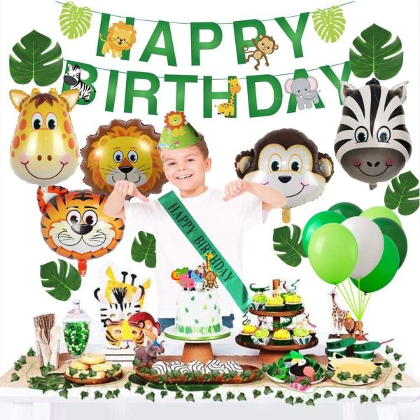 Yancan Safari Birthday Decorations Jungle Theme Party Supplies Included Birthday Banner Hat Sash Animal Balloons for Kids Boys Birthday Decor - Image 6