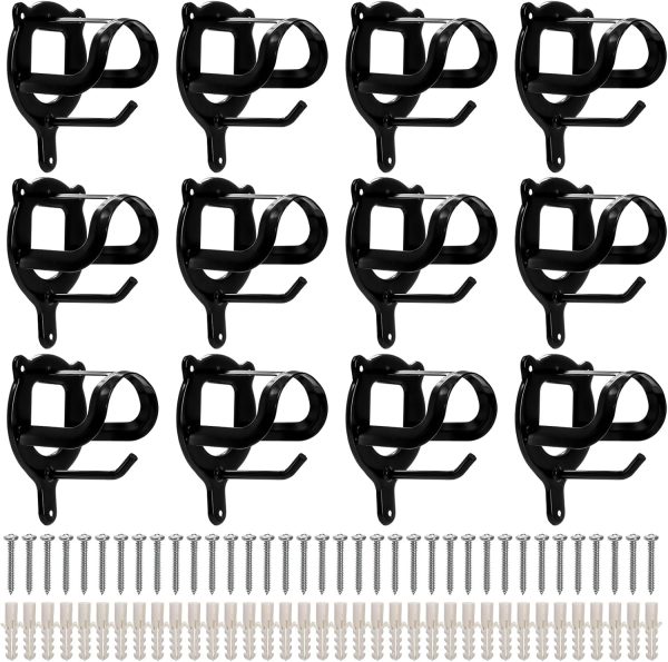 12 Counts Horse Bridle Rack, Metal Bridle Hooks Bracket, Bridle Holder Wall Mount with Tubes and Screw, Horse Tack Harness Storage Halter Hanger for Tack Room Horse Barn Supplies