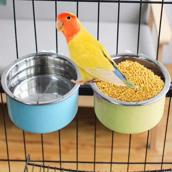 PINVNBY Bird Feeding Dish Cups, Detachable Stainless Steel Bowl, Eco-Friendly Plastic Bowl, Water and Food Bowl, Easy Installation, Prevents Upsetting, 1 Pcs - Image 6