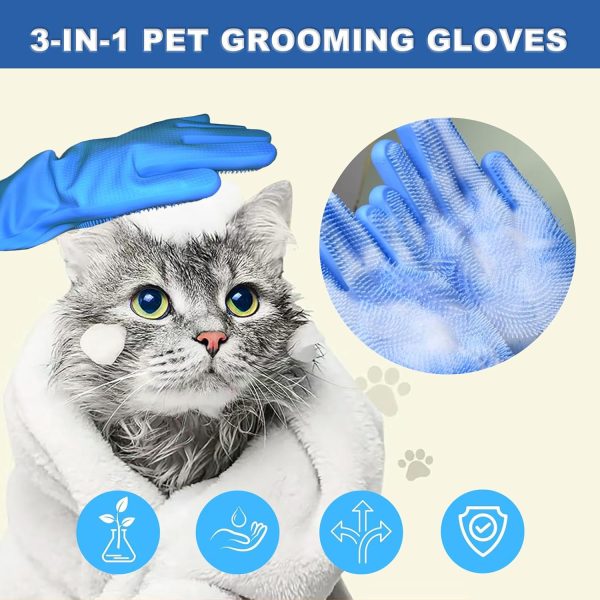 2pcs dog washing gloves and dog bath brush, 2-in-1 pet shower set | Suitable for dogs, cats, bath massage, and pet grooming - Image 4