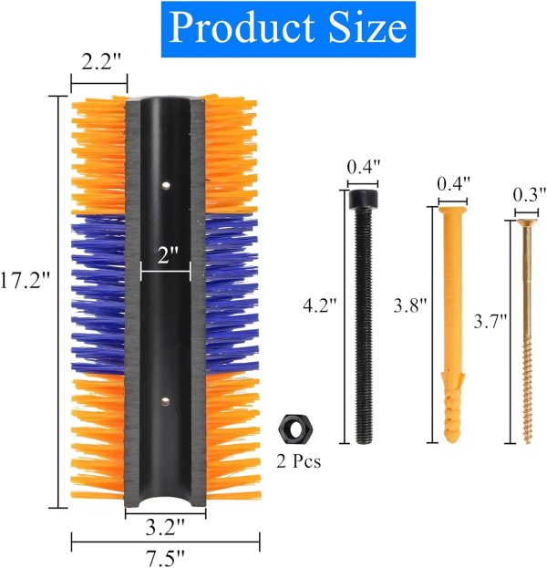 Livestock Scratch Brush, Cow Brush Scratcher with 4 Screws, Horse Brushes for Grooming, Livestock Scratching Post Horse Grooming Supplies Back Scratching for Cattle Goat Sheep Elk Pig - Image 2