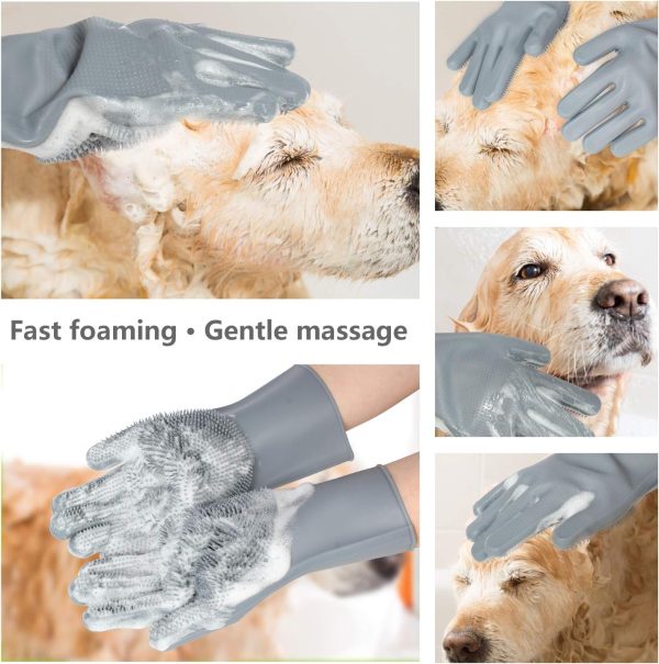 Pet Grooming Gloves - Gentle Dog Bathing Shampoo Brush - Massage Mitt with Enhanced Five Finger Design - Efficient Deshedding Glove for Dogs, Cats, Rabbits and Horses - 1 Pack - Image 3