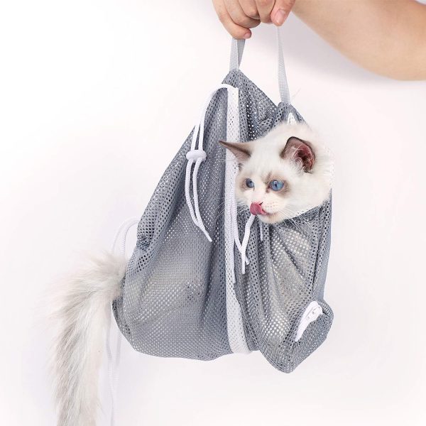 Cat Bathing Bag Anti-Bite and Anti-Scratch Cat Grooming Bag for Bathing, Nail Trimming, Medicine Taking,Injection,Adjustable Multifunctional Breathable Restraint Shower Bag(Gray) - Image 6