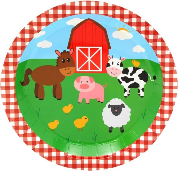 Juvale 144-Piece Barnyard Birthday Party Supplies Set, Farm Animal Party Decorations With Paper Plates, Dinner Napkins, 9 oz Cups, and Plastic Cutlery (Serves 24 Guests) - Image 5