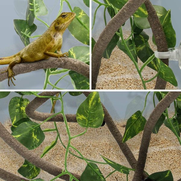 Coolrunner 8FT Reptile Vines and Flexible Reptile Leaves with Suction Cups Jungle Climber Long Vines Habitat Decor for Climbing, Chameleon, Lizards, Gecko - Image 6