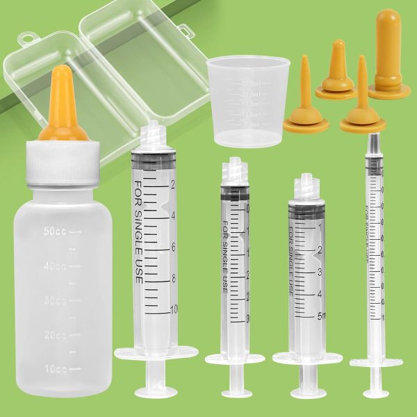 Pet Nursing Bottle,Puppy Bottles for Nursing,Miracle Nipple,Kitten Nursing Bottle,Mini Pet Feeding Bottle and Syringes with Nipples for Newborn Rabbits, for Feeding Small Animals(5pcs) - Image 2