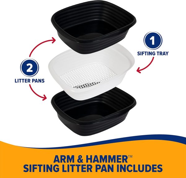 Arm & Hammer Large Sifting Litter Box Scoop Free Cat Litter Tray with Microban, Made in USA - Image 3