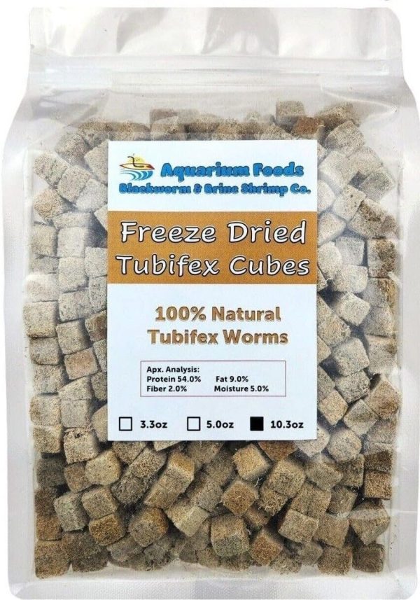 Aquatic Foods Inc. Tubifex Worm Cubes, Floating Freeze Dried Tubifex Cubes for All Tropical Fish, Cichlids, Discus, Tetras, Bettas, Goldfish, Angel Fish, Catfish, Koi & Pond Fish - 10.3oz Clear Bag - Image 3