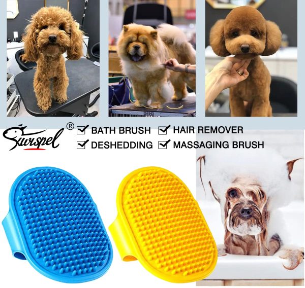 2 Pcs Dog Grooming Brush, Pet Shampoo Brush Dog Bath Grooming Shedding Brush Soothing Massage Rubber Comb with Adjustable Strap for Short Long Haired Dogs and Cats - Image 7