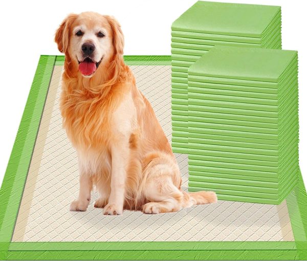 Gardner Pet Pee Pads for Dogs Extra Large 28"x34", XL Thicker ECO Green Disposable Xlarge Puppy Training Pads Super Absorbent Full Edge-Wrapping Pad for Dogs, Puppies, Doggie, Cats, Rabbits-(30 Count)