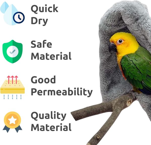 SIMENA Bird Buddy, Corner Fleece Bird Blanket, Cozy Bird Bed Warmer Parrot House for Cage, Cuddle Nest Hanging Toy for Lovebirds Parakeet (Large) - Image 5