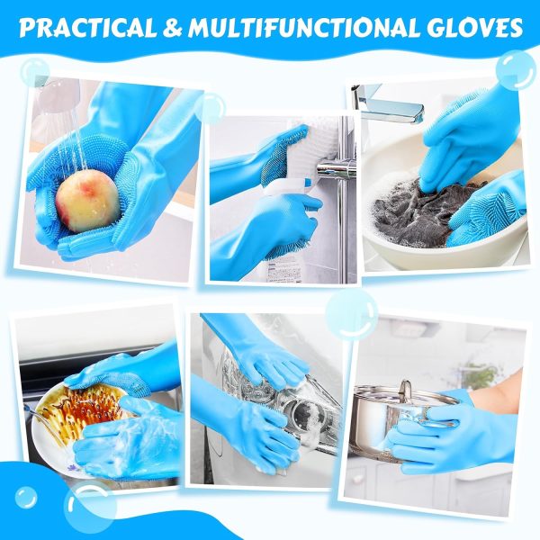 Pecute Pet Grooming Gloves - Heat Resistant Silicone Gloves with High-Density Teeth, Enhanced Five Finger Design for Bathing and Massaging Dogs and Cats, Blue - Image 8