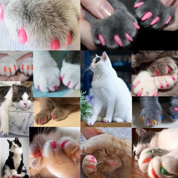 VICTHY 140pcs (14 Colors) Cat Nail Caps, Cat Claw Covers Cat Nail Covers with Adhesives and Applicators (Small) - Image 2