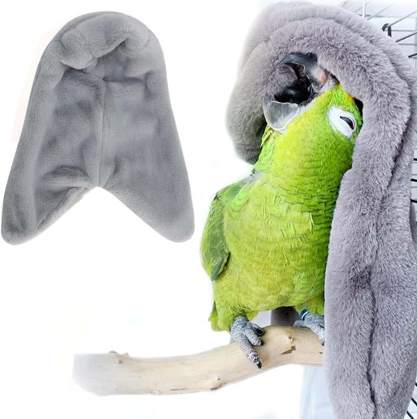 SIMENA Bird Buddy, Corner Fleece Bird Blanket, Cozy Bird Bed Warmer Parrot House for Cage, Cuddle Nest Hanging Toy for Lovebirds Parakeet (Large)