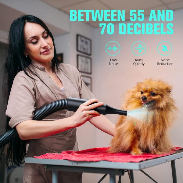 Pet Dryer, 5.2HP/3800W Pet Grooming Dryer with Adjustable Speed and Temperature Control Dog Blow Dryer, Pet Hair Dryer with 3 Nozzle - Image 4