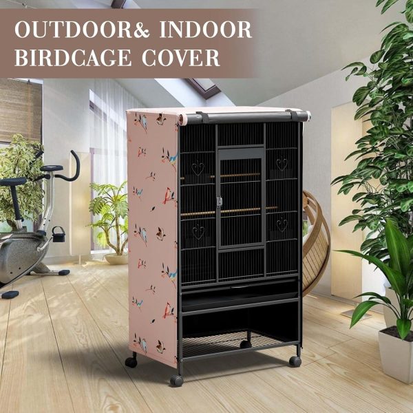 Tchvt Nighttime Bird Cage Covers - with Zipper Panel Blackout Birdcage Cover for Winter Universal Breathable Large Pet Cage Cover for Bird (Bird Designs, 19x19x40 inch) - Image 6