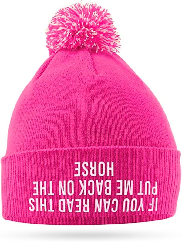 If You Can Read This Put Me Back On The Horse - Cute Bobble Beanie Hat for Horse Girl - Horse Riding Gifts for Girls