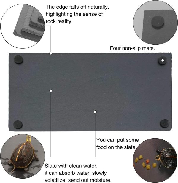 Tfwadmx 2Pcs Reptile Basking Platform Large Tortoise Feeding Bathing Area Turtle Original Rock Plate Grinding Nails Resting Terrace Habitat Decor for Amphibian Reptile Bearded Dragon Chameleon Snake - Image 2