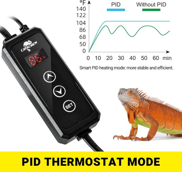 Dimming Thermostat Reptile, Thermostat for Reptile Heat Lamp Mats Bulbs, PID Temperature Controller for Reptile Amphibian Habistat, Memory Function, LED Digital Screen, Sensitive Probe, 300W - Image 3