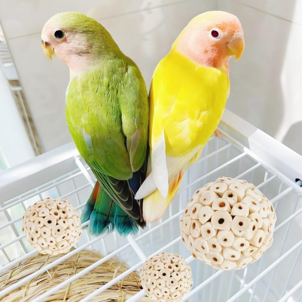 Pet Bird Toys, Parakeet Toys Natural Bird Toys Bird Cage Accessories, Swinging Chewing Hanging Standing Bird Swings Suitable for Budgerigar, Parakeet, Conure, Lovebird, Cockatiel - Image 3