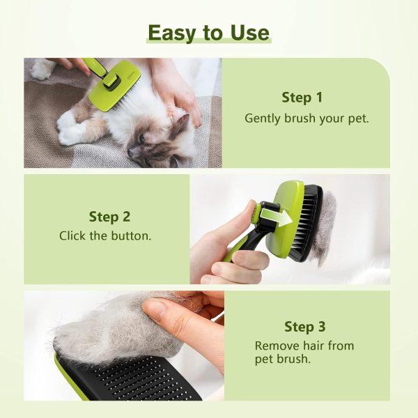 Pecute Self-Cleaning Slicker Brush for Dogs, Cats, Lightweight Dog Brush for Shedding Massaging Grooming, Cat Brush Gently Removes Loose Fur Undercoat for Small Dogs Cats Rabbits of All Hair Types - Image 6