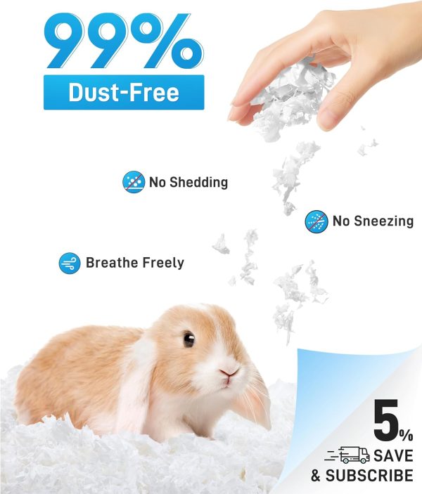 BUCATSTATE Guinea Pig Bedding 50L, 99% Dust-Free Hamster Bedding Odor Control, Cozy Paper Small Animal Bedding for Rabbit Rat Syrian Dwarf Hamsters Gerbils (White) - Image 3