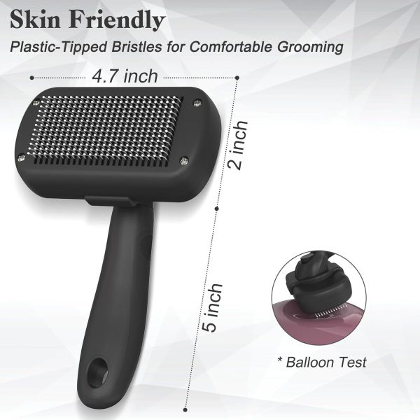 Self Cleaning Shedding Brush - Skin Friendly Grooming Tool for Dogs, Cats, and Puppies, Deshedding and Hair Removal for Long and Short Haired Pets, Black - Image 4