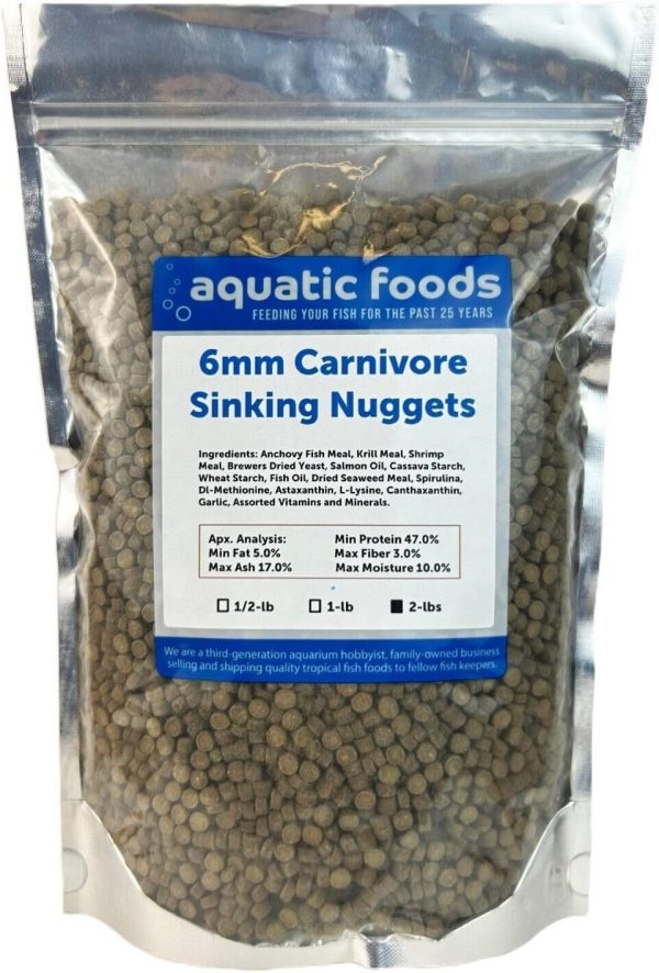 Aquatic Foods Inc. 6mm - 1/4" Carnivore Sinking Pellets for Carnivore Cichlids, Catfish, Monster Fish, Bottom Fish, All Medium to Large Fish, Also Koi & Pond Fish. - WL…2-lbs Foil Pouch Bag - Image 2