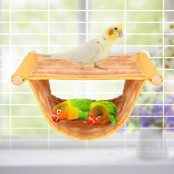 BWOGUE Winter Warm Bird Nest Bed Hanging Hammock Snuggle Hut Parrot House Tent Toy Bird Cage Perch for Parakeet Budgies Cockatiels Lovebird Cockatoo Finch Hamster Chinchilla Guinea Pig(Medium, Yellow) - Image 7