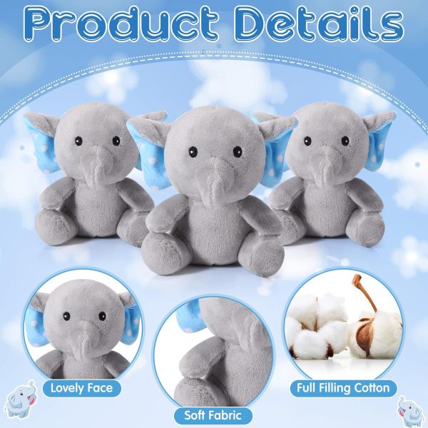 Jenaai 12 Pcs Mini Elephant Stuffed Animals 4 Inches Small Cute Soft Forest Plush Elephant Toys for Boys Girls Baby Shower Decorations Elephant Themed Birthday Party Supplies(Grayish Blue) - Image 3