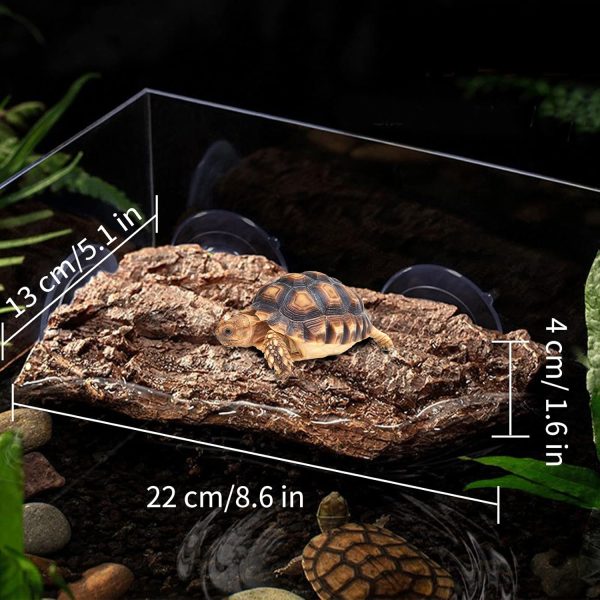 Turtle Floating Basking Platform - Artificial Bark Decor, Ideal for Aquariums, Terrace Fish Tanks, 3 pcs Suction Cups Included for Easy Installation Resting Terrace for Terrapins (Brown) - Image 6