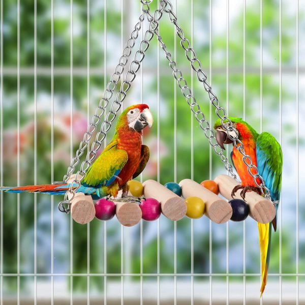 Parrot Toys Swing Hanging,18 Pieces Bird Cage Accessories Toy Perch Ladder Chewing Hammock for Parakeets,Cockatiels,Lovebirds,Conures,Budgie,Macaws,Lovebirds,Finches and Other Small Pets - Image 2