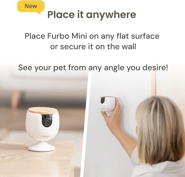 Furbo Mini New Pet Camera: Home Security Camera with Barking or Meowing Alerts, Cat or Dog Camera with Phone App, Smart Home Indoor Cam with 2-Way Speaker and Night Vision (No Subscription Required) - Image 3