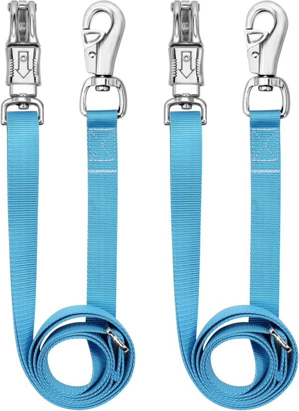 Cross Ties for Horse,Heavy Duty Nylon Horse Trailer Tie with Strong Panic Snap and Bull Snap,Adjustable Length from 45.2" to 78.7",Professional Horse Supplies (Blue)…