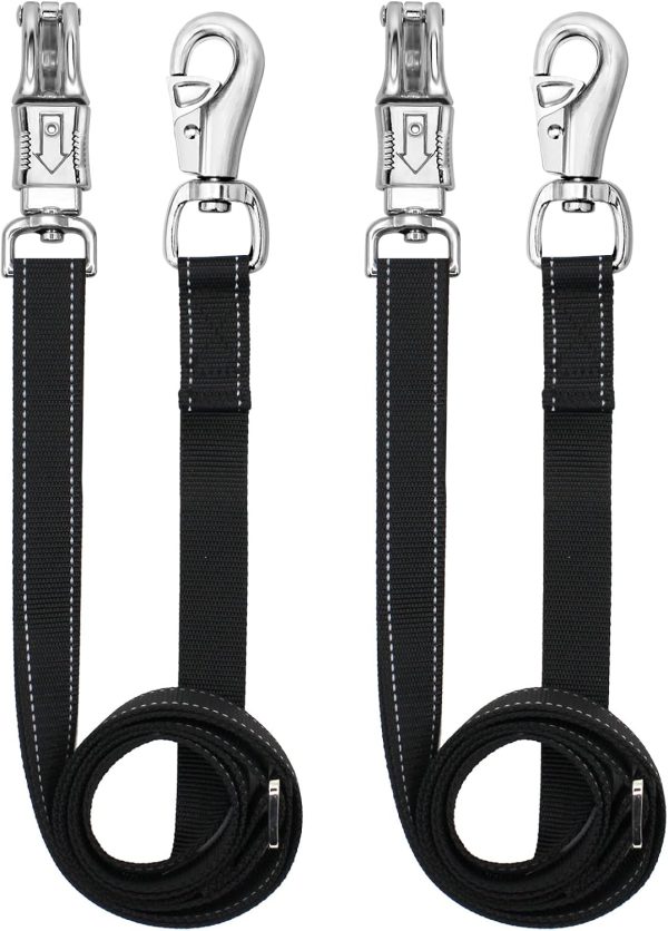 Cross Ties for Horse,Heavy Duty Nylon Horse Trailer Tie with Strong Panic Snap and Bull Snap,Adjustable Length from 45.2" to 78.7",Professional Horse Supplies (Black)