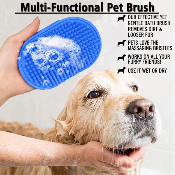 2 Pcs Dog Grooming Brush, Pet Shampoo Brush Dog Bath Grooming Shedding Brush Soothing Massage Rubber Comb with Adjustable Strap for Short Long Haired Dogs and Cats - Image 5