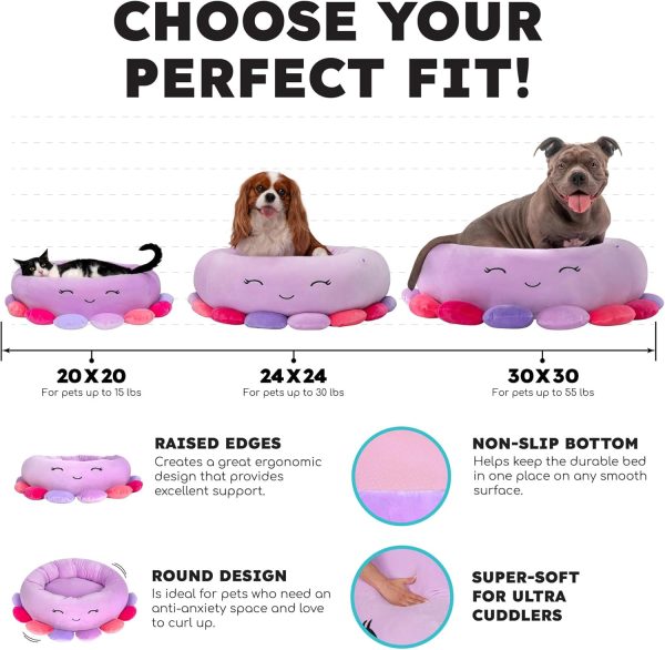 Squishmallows Original 20-Inch Jerrika The Octopus Pet Bed - Small-Sized Ultrasoft Official Plush Pet Bed - Image 4