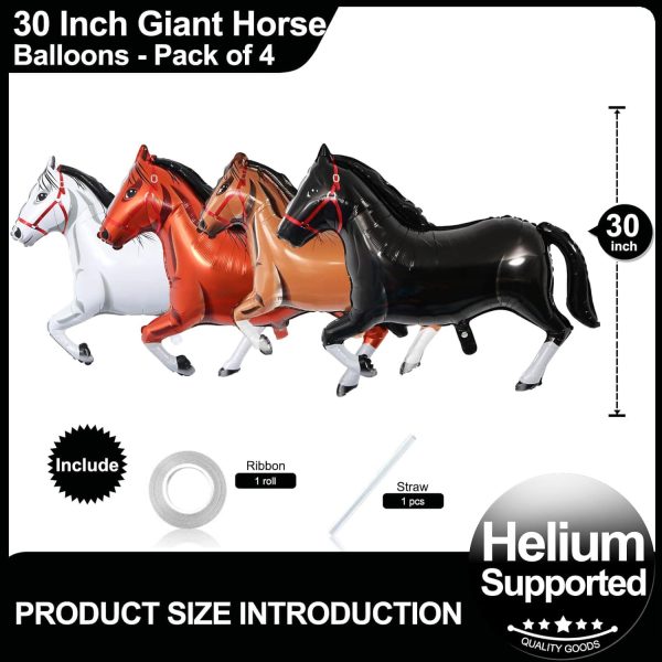 4 Pack Giant Horse Balloons Horse Themed Balloons gallant horse balloons for Horse Party Themed Birthday Party Decorations Supplies - Image 2