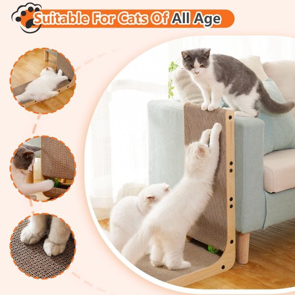 Cat Scratcher, Cat Scratching Post, Cardboard Cat Scratching Board with Ball Toy, Large Vertical L Shape Cat Scratcher Scratch Pads Cat Toys for Indoor Cats, Catnip - Image 6