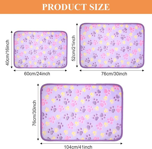 Tatuo 4 Pcs Dog Blanket Pet Puppy Blanket Puppy Teething Toys Paw Print Fleece Blanket for Pet Cat Soft Warm Sleep Mat Guinea Pig Cage Blanket(Small(24 x 16 Inch),White, Coffee, Pink, Purple) - Image 4