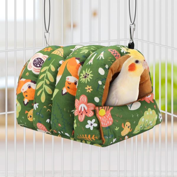 Wontee Bird Nest House Winter Warm Snuggle Hut Bird Bed Hanging Hammock for Parrots Budgies Parakeets Caique Senegal Cockatiels Conures (Large, Green) - Image 2