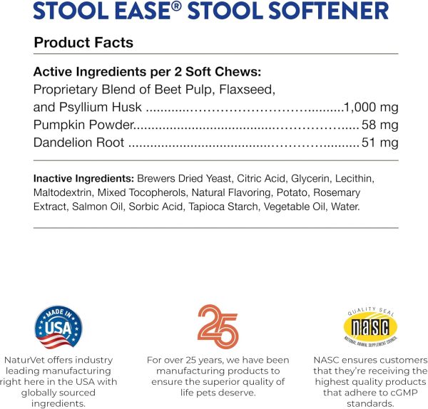 NaturVet – Stool Ease for Dogs – 40 Soft Chews – Helps Maintain Regular Bowel Movements – Enhanced with Sugar Beet Pulp, Flaxseed & Psyllium Husk – 40 Day Supply - Image 8