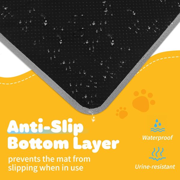 Cat Litter Mat - 23.2'' x 14.6'' Small Litter Trapping Mat, Easy to Clean Litter Box Mat, Waterproof, Urine-Proof, Non-Slip Kitty Litter Mats for Floor, Grey - Image 5