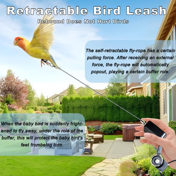 Bird Harness and Leash Retractable Pet Parrot Harness Anti-Bite Pet with Soft Foot Ring - Image 5