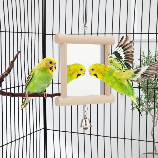 Hypeety Pet Bird Mirror with Bell Interactive Parrot Toy for Parrot Macaw African Greys Budgies Cockatoo Parakeet Cockatiels Conure Lovebird Cage Bells Mirror (C) - Image 5