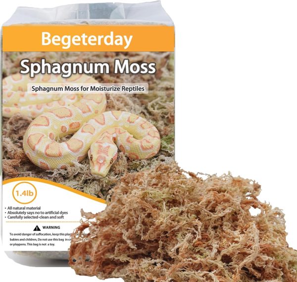 1.4lb Natural Sphagnum Moss for Reptiles,Ideal Humidity Retaining Medium for Snakes,Turtles and Other Reptiles,Good for Terrariums for Reptiles & Amphibians