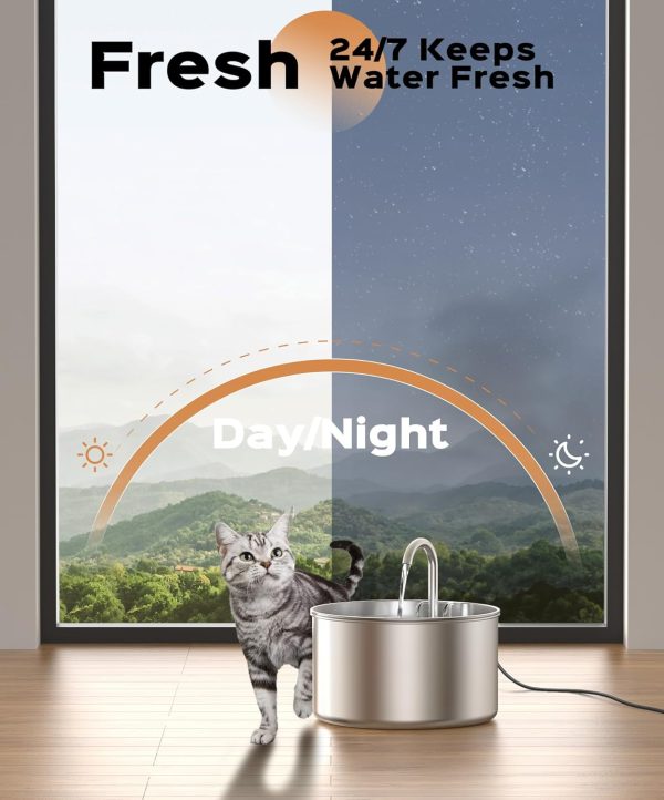 Stainless Steel Cat Water Fountain: Pet Fountains Indoor Metal Automatic Dispenser Cat Waterer Bowls Dog Faucet Bottle Pets 24/7 Running Watering for Drinking Quiet Pump with 1 Filter - Image 8