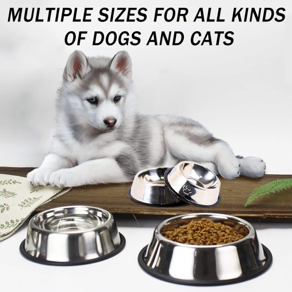 Hamiledyi Stainless Steel Dog Cat Bowl with Rubber Base 4 Pack Pet Feeder and Water Bowls Stackable Non-Slip Puppy Dishes for Small Medium Animals Kitten Rabbit - Image 5